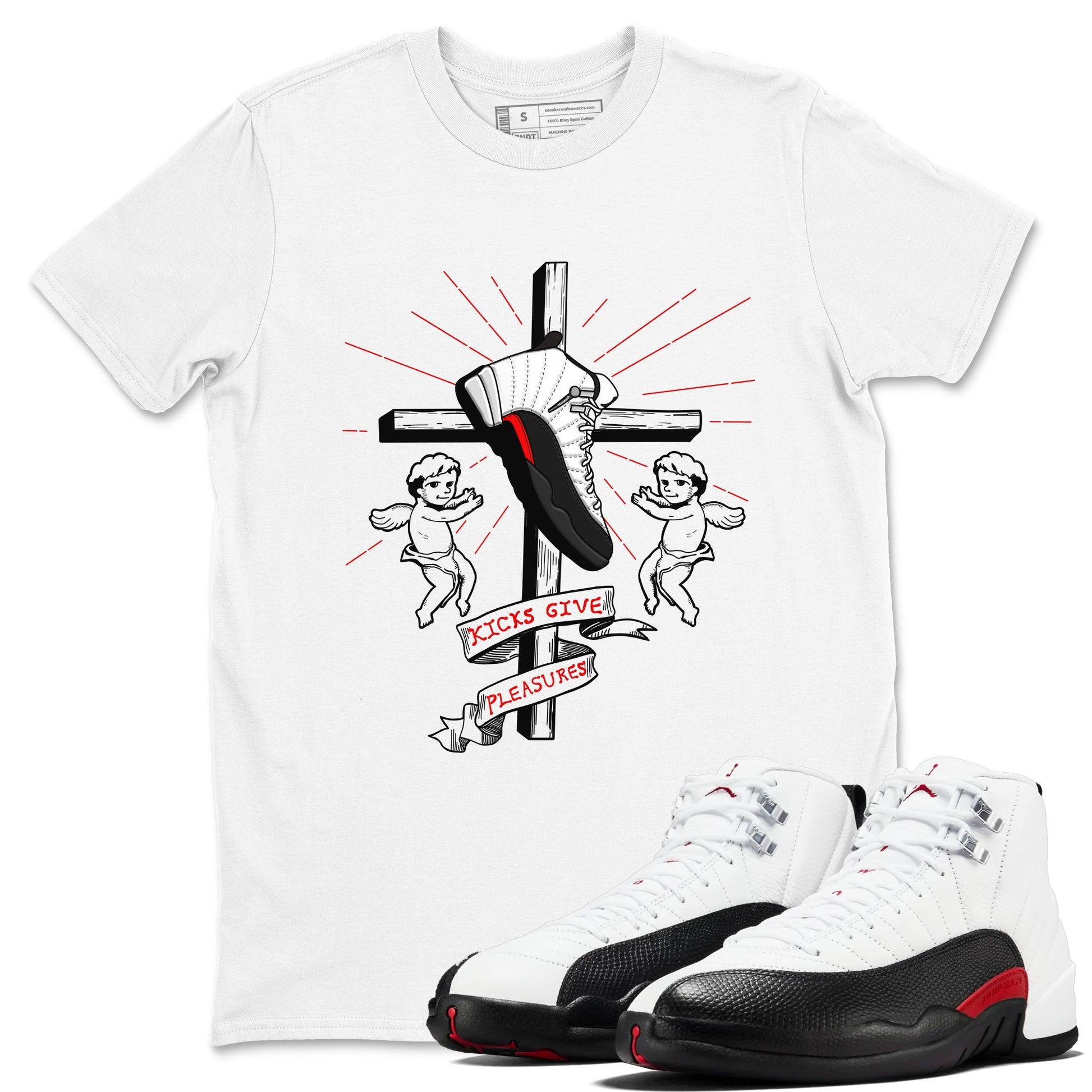 Air Jordan 12 Red Taxi shirts to match jordans Kicks Give Pleasures sneaker match tees 12s Red Taxi SNRT sneaker release Tees unisex cotton White 1 crew neck shirt