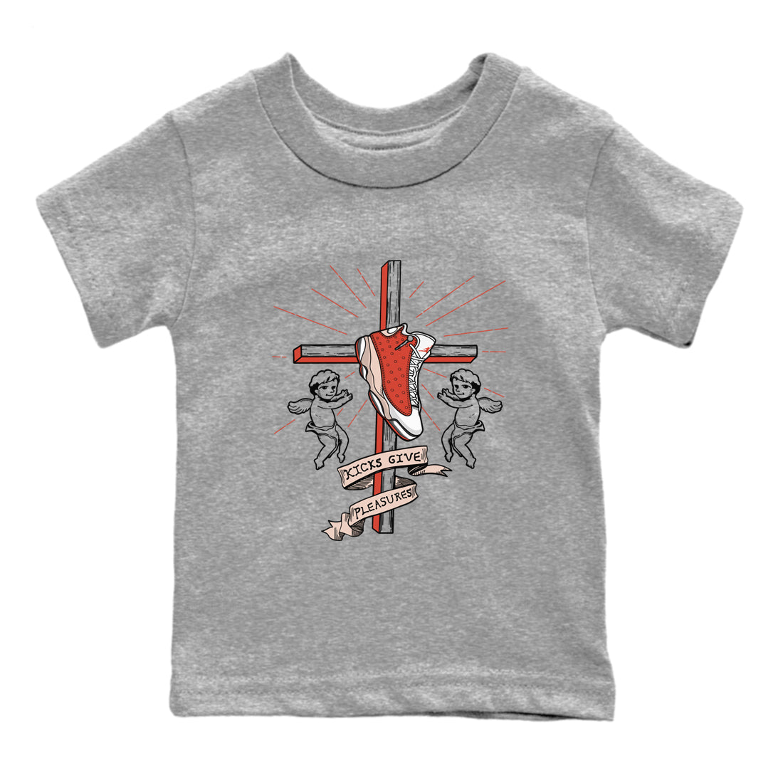13s Dune Red shirts to match jordans Kicks Give Pleasures sneaker match tees Air Jordan 13 Dune Red SNRT Sneaker Tees streetwear brand Baby and Youth Heather Grey 2 cotton tee