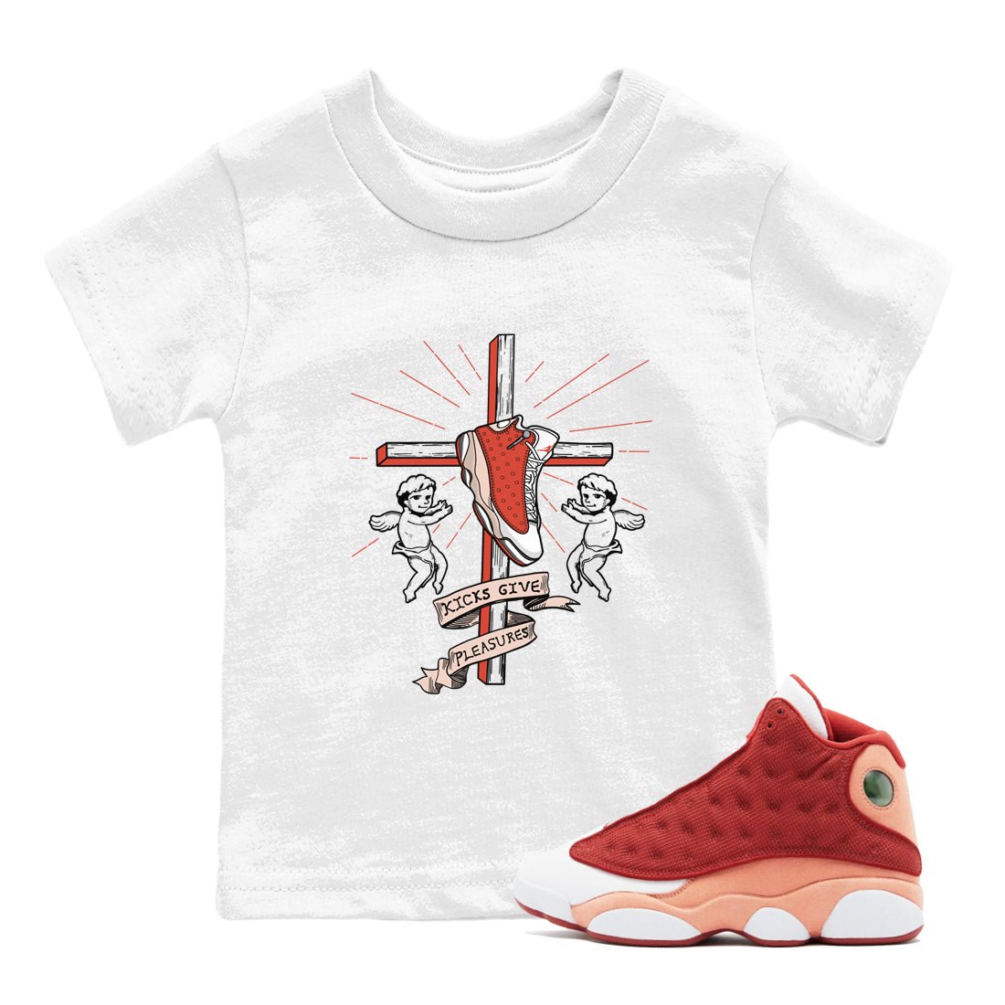13s Dune Red shirts to match jordans Kicks Give Pleasures sneaker match tees Air Jordan 13 Dune Red SNRT Sneaker Tees streetwear brand Baby and Youth White 1 cotton tee