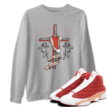 13s Dune Red shirts to match jordans Kicks Give Pleasures sneaker match tees Air Jordan 13 Dune Red SNRT Sneaker Tees streetwear brand Heather Grey 1 unisex cotton tee
