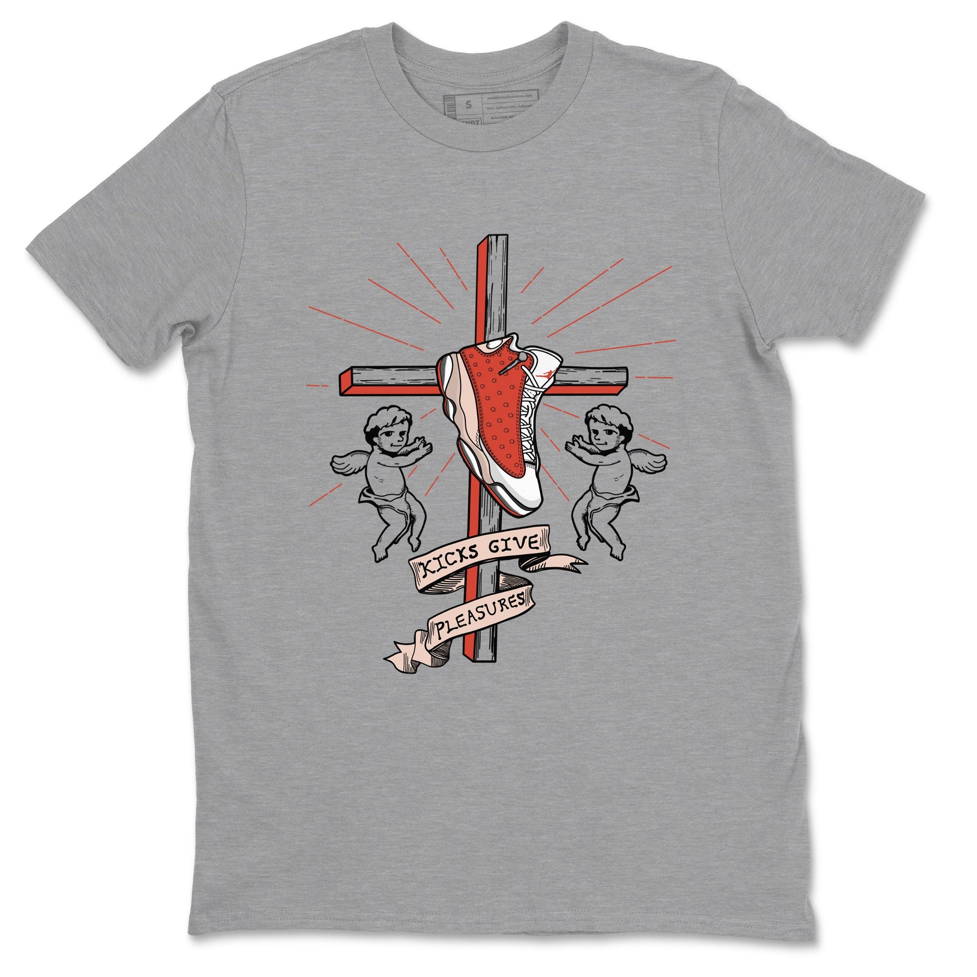 13s Dune Red shirts to match jordans Kicks Give Pleasures sneaker match tees Air Jordan 13 Dune Red SNRT Sneaker Tees streetwear brand Heather Grey 2 unisex cotton tee