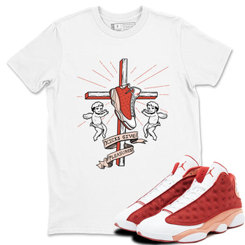 13s Dune Red shirts to match jordans Kicks Give Pleasures sneaker match tees Air Jordan 13 Dune Red SNRT Sneaker Tees streetwear brand White 1 unisex cotton tee