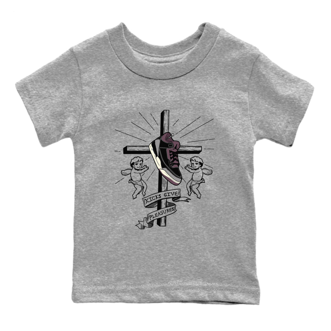 3s A Ma Maniere x Black shirts to match jordans Kicks Give Pleasures sneaker match tees A Ma Maniere x Air Jordan 3 “Black” SNRT Sneaker Tees streetwear brand Baby and Youth Heather Grey 2 cotton tee