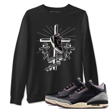3s A Ma Maniere x Black shirts to match jordans Kicks Give Pleasures sneaker match tees A Ma Maniere x Air Jordan 3 “Black” SNRT Sneaker Tees streetwear brand Black 1 unisex cotton tee