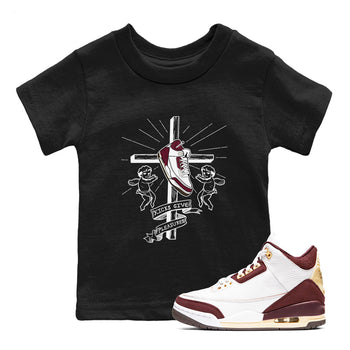 AJ3 A Ma Maniere x Burgundy Crush shirts to match jordans Kicks Give Pleasures sneaker match tees A Ma Maniére x Air Jordan 3 "Burgundy Crush" SNRT Sneaker Tees streetwear brand Baby and Youth Black 1 cotton tee