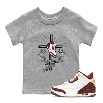AJ3 A Ma Maniere x Burgundy Crush shirts to match jordans Kicks Give Pleasures sneaker match tees A Ma Maniére x Air Jordan 3 "Burgundy Crush" SNRT Sneaker Tees streetwear brand Baby and Youth Heather Grey 1 cotton tee