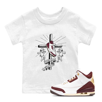 AJ3 A Ma Maniere x Burgundy Crush shirts to match jordans Kicks Give Pleasures sneaker match tees A Ma Maniére x Air Jordan 3 "Burgundy Crush" SNRT Sneaker Tees streetwear brand Baby and Youth White 1 cotton tee