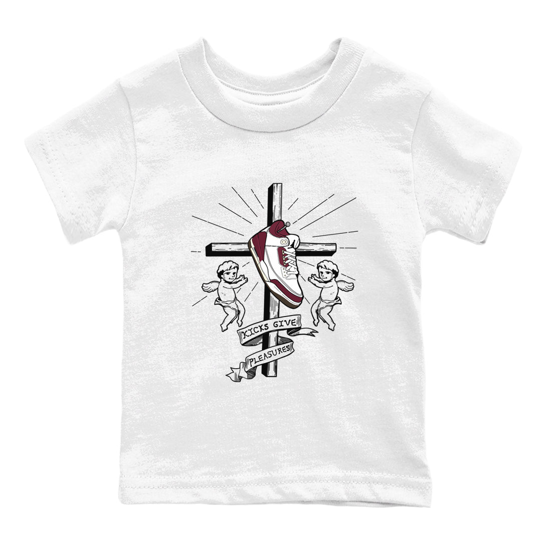 AJ3 A Ma Maniere x Burgundy Crush shirts to match jordans Kicks Give Pleasures sneaker match tees A Ma Maniére x Air Jordan 3 "Burgundy Crush" SNRT Sneaker Tees streetwear brand Baby and Youth White 2 cotton tee