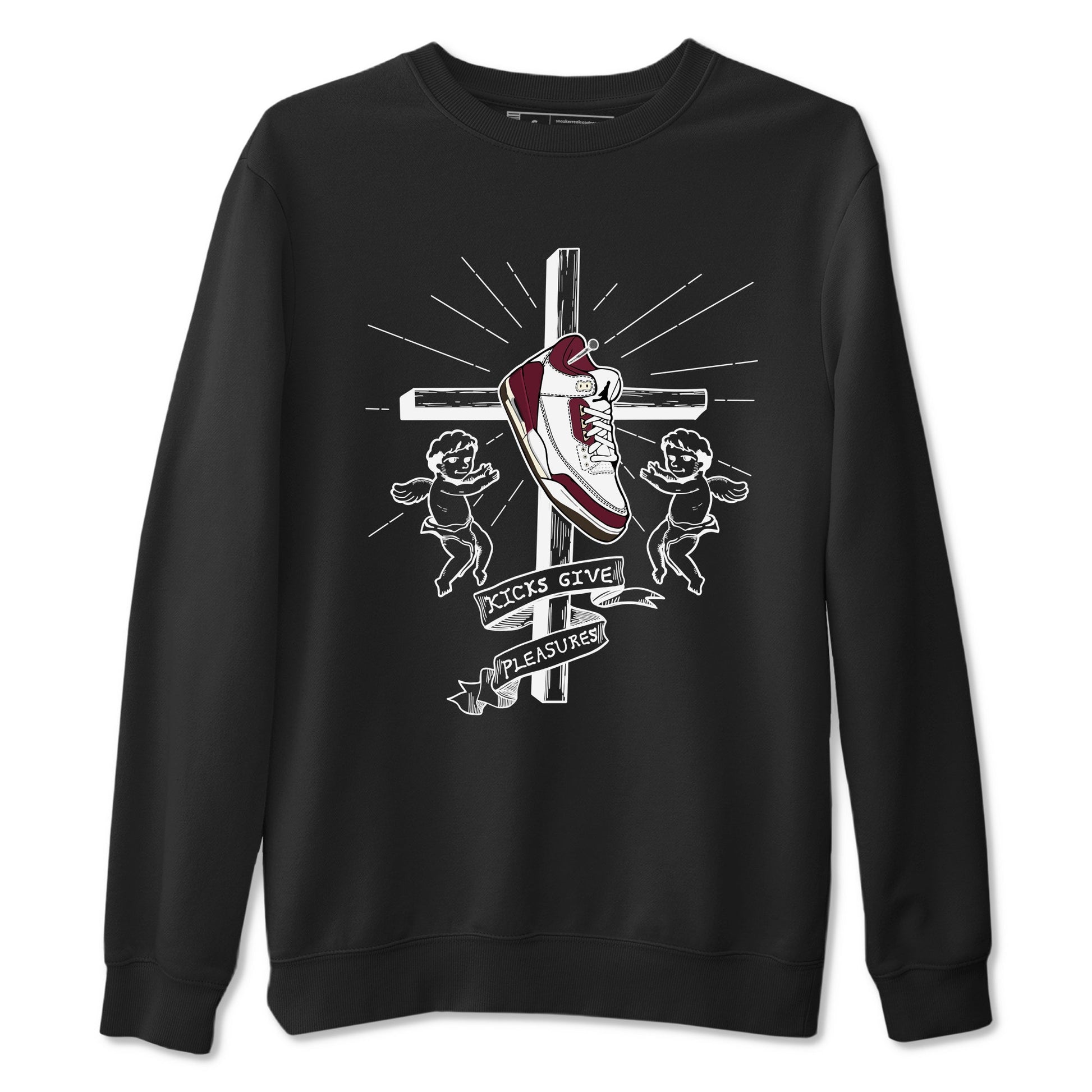 AJ3 A Ma Maniere x Burgundy Crush shirts to match jordans Kicks Give Pleasures sneaker match tees A Ma Maniére x Air Jordan 3 "Burgundy Crush" SNRT Sneaker Tees streetwear brand Black 2 unisex cotton tee