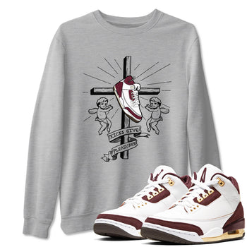 AJ3 A Ma Maniere x Burgundy Crush shirts to match jordans Kicks Give Pleasures sneaker match tees A Ma Maniére x Air Jordan 3 "Burgundy Crush" SNRT Sneaker Tees streetwear brand Heather Grey 1 unisex cotton tee