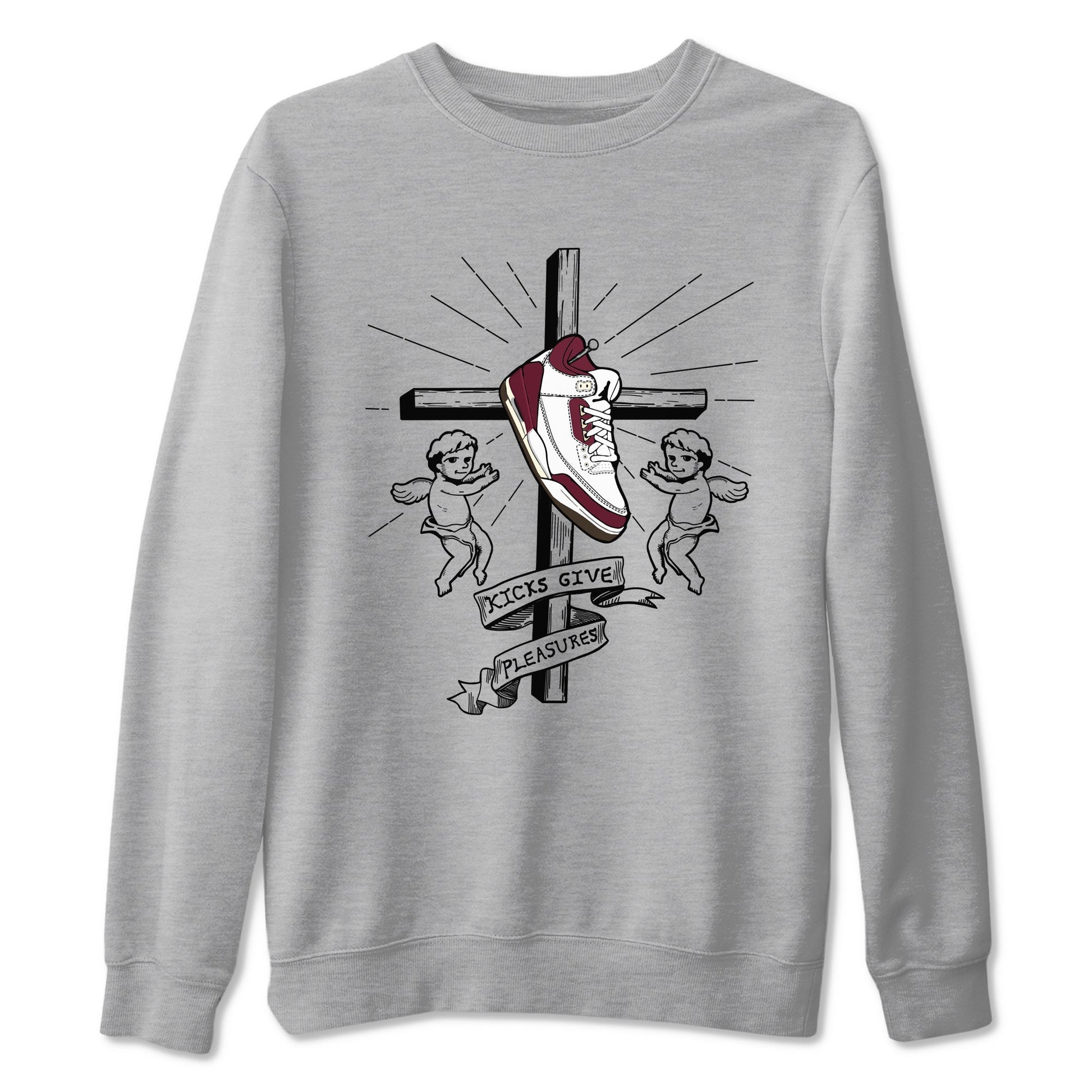 AJ3 A Ma Maniere x Burgundy Crush shirts to match jordans Kicks Give Pleasures sneaker match tees A Ma Maniére x Air Jordan 3 "Burgundy Crush" SNRT Sneaker Tees streetwear brand Heather Grey 2 unisex cotton tee