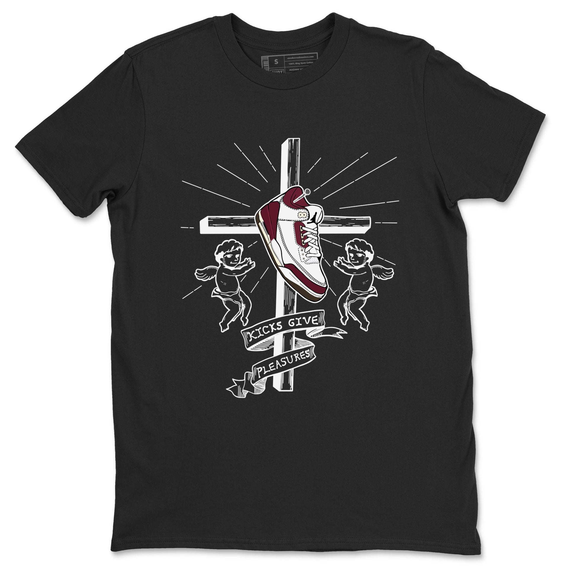 AJ3 A Ma Maniere x Burgundy Crush shirts to match jordans Kicks Give Pleasures sneaker match tees A Ma Maniére x Air Jordan 3 "Burgundy Crush" SNRT Sneaker Tees streetwear brand Black 2 unisex cotton tee
