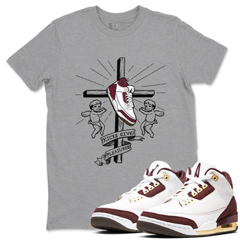 AJ3 A Ma Maniere x Burgundy Crush shirts to match jordans Kicks Give Pleasures sneaker match tees A Ma Maniére x Air Jordan 3 "Burgundy Crush" SNRT Sneaker Tees streetwear brand Heather Grey 1 unisex cotton tee