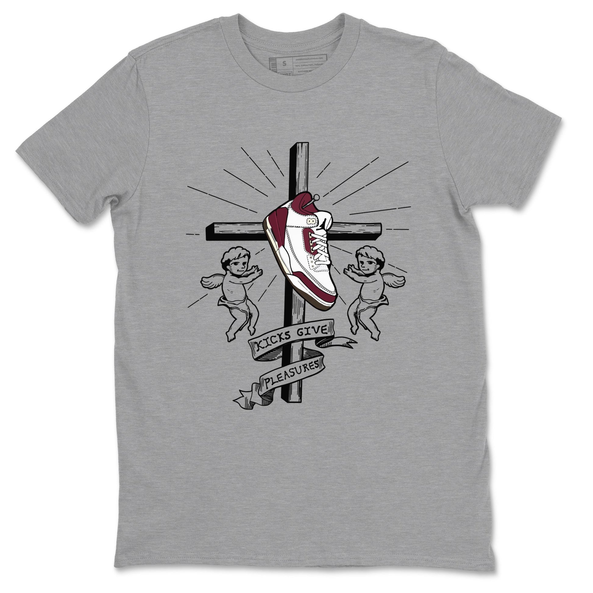 AJ3 A Ma Maniere x Burgundy Crush shirts to match jordans Kicks Give Pleasures sneaker match tees A Ma Maniére x Air Jordan 3 "Burgundy Crush" SNRT Sneaker Tees streetwear brand Heather Grey 2 unisex cotton tee