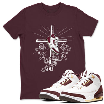 AJ3 A Ma Maniere x Burgundy Crush shirts to match jordans Kicks Give Pleasures sneaker match tees A Ma Maniére x Air Jordan 3 "Burgundy Crush" SNRT Sneaker Tees streetwear brand Maroon 1 unisex cotton tee