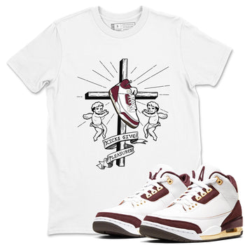 AJ3 A Ma Maniere x Burgundy Crush shirts to match jordans Kicks Give Pleasures sneaker match tees A Ma Maniére x Air Jordan 3 "Burgundy Crush" SNRT Sneaker Tees streetwear brand White 1 unisex cotton tee