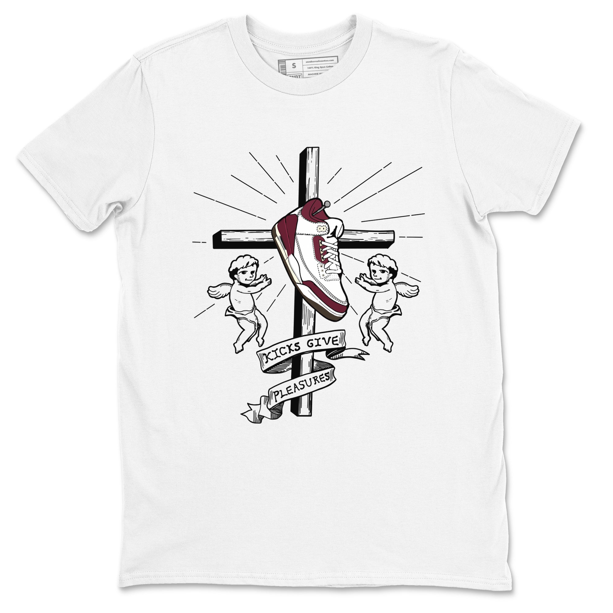 AJ3 A Ma Maniere x Burgundy Crush shirts to match jordans Kicks Give Pleasures sneaker match tees A Ma Maniére x Air Jordan 3 "Burgundy Crush" SNRT Sneaker Tees streetwear brand White 2 unisex cotton tee