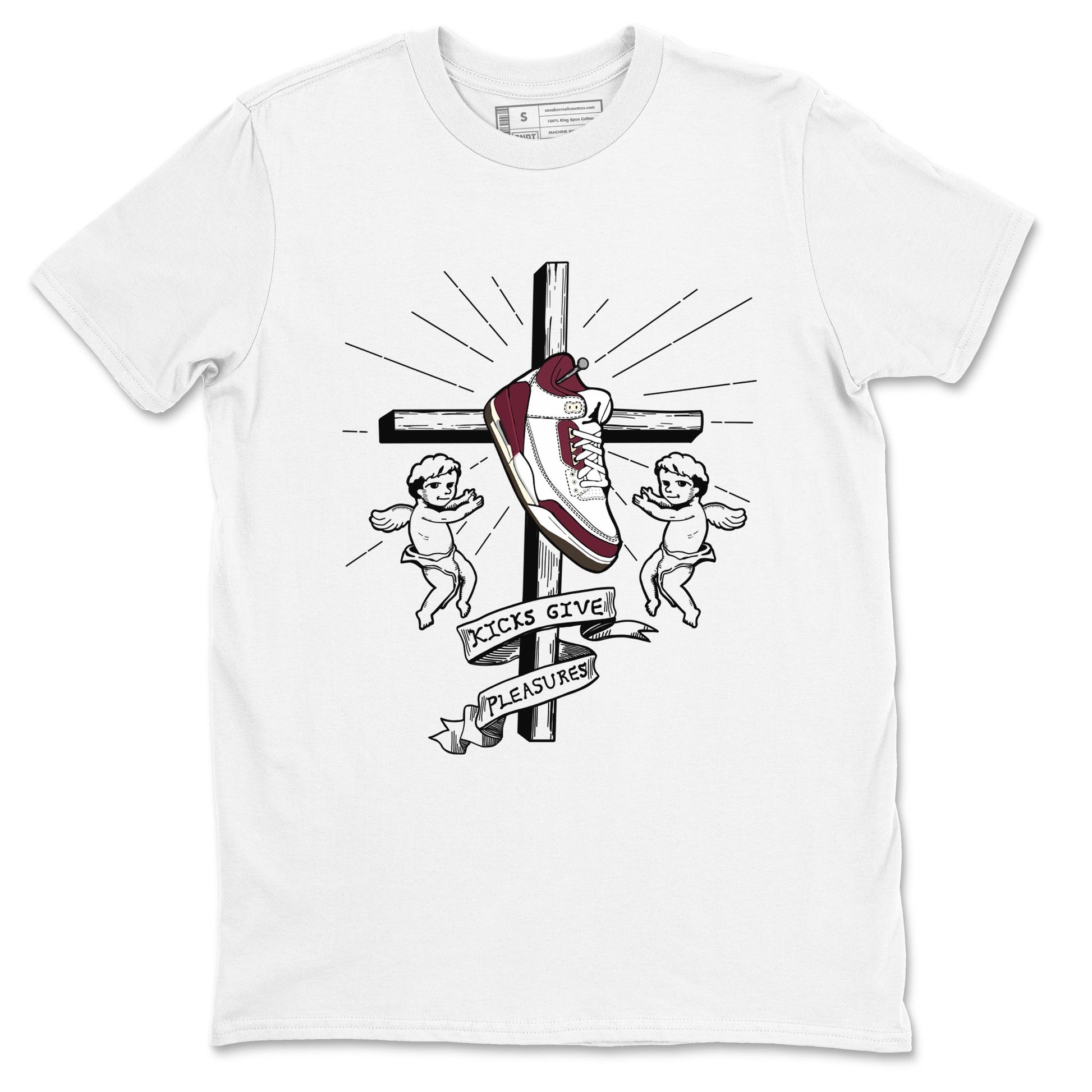 AJ3 A Ma Maniere x Burgundy Crush shirts to match jordans Kicks Give Pleasures sneaker match tees A Ma Maniére x Air Jordan 3 "Burgundy Crush" SNRT Sneaker Tees streetwear brand White 2 unisex cotton tee
