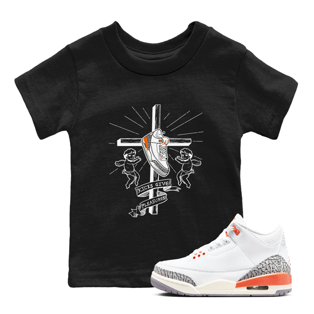 AJ3 Georgia Peach shirt to match jordans Kicks Give Pleasures sneaker tees Air Jordan 3 Georgia Peach SNRT sneaker release tees baby toddler Black 1 cotton Shirt