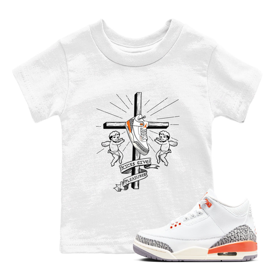 AJ3 Georgia Peach shirt to match jordans Kicks Give Pleasures sneaker tees Air Jordan 3 Georgia Peach SNRT sneaker release tees baby toddler White 1 cotton Shirt