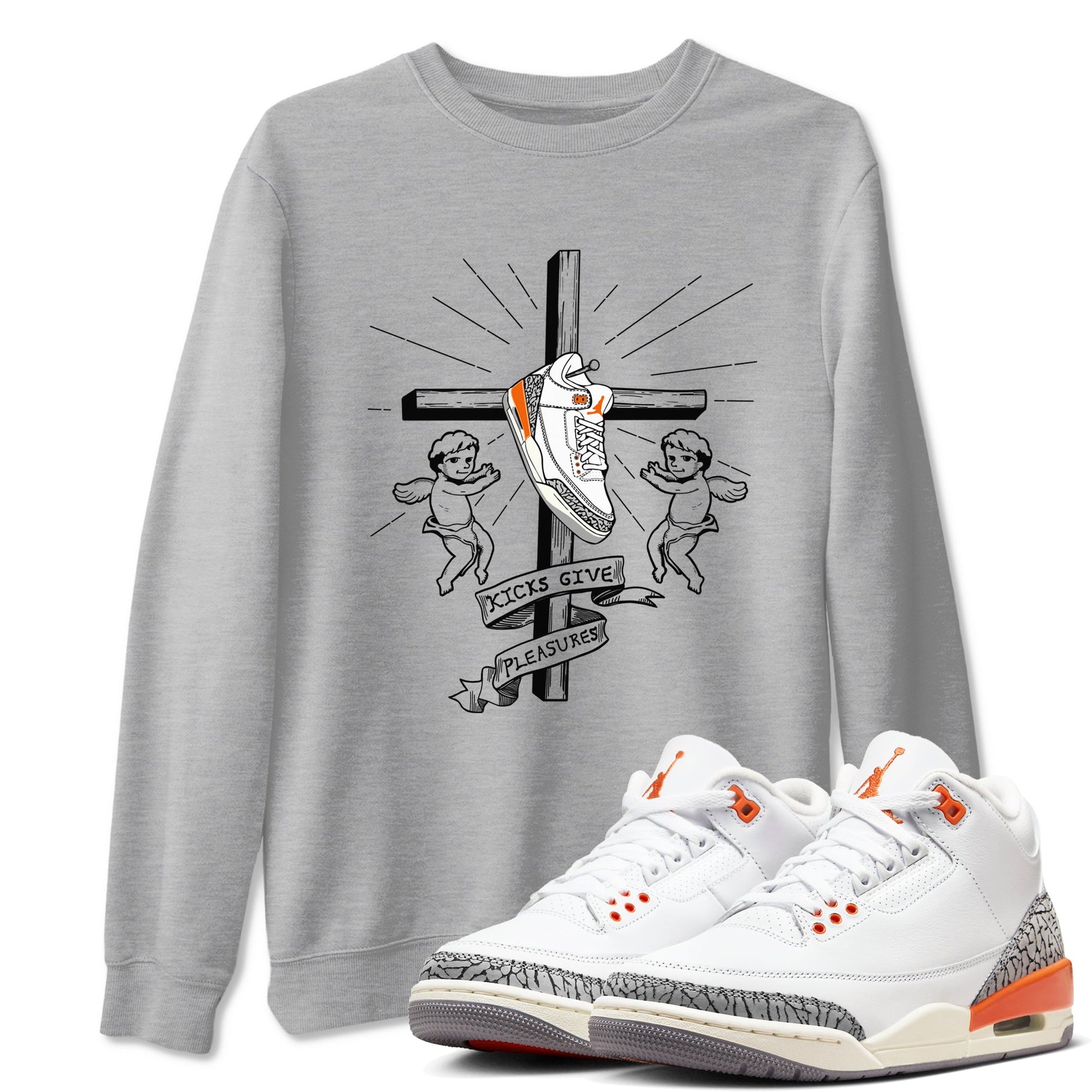 AJ3 Georgia Peach shirt to match jordans Kicks Give Pleasures sneaker tees Air Jordan 3 Georgia Peach SNRT Sneaker Release Tees unisex cotton Heather Grey 1 crew neck shirt