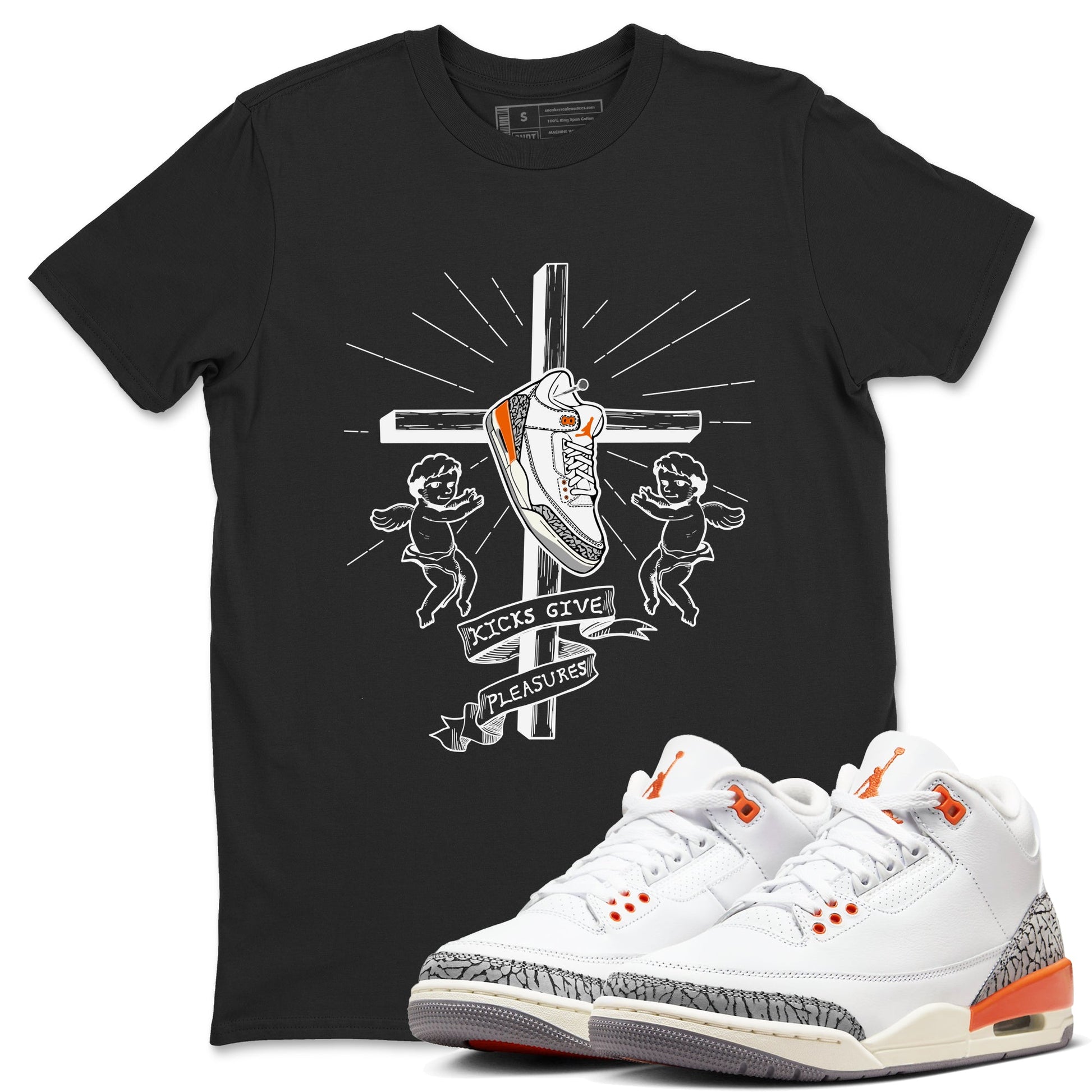 AJ3 Georgia Peach shirt to match jordans Kicks Give Pleasures sneaker tees Air Jordan 3 Georgia Peach SNRT Sneaker Release Tees unisex cotton Black 1 crew neck shirt