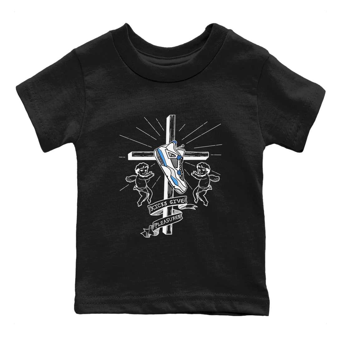 4s Military Blue shirt to match jordans Kicks Give Pleasures sneaker tees Air Jordan 4 Military Blue SNRT sneaker release tees baby toddler Black 2 cotton Shirt