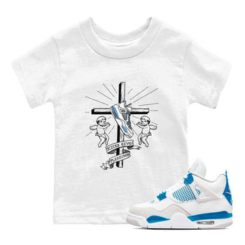 4s Military Blue shirt to match jordans Kicks Give Pleasures sneaker tees Air Jordan 4 Military Blue SNRT sneaker release tees baby toddler White 1 cotton Shirt