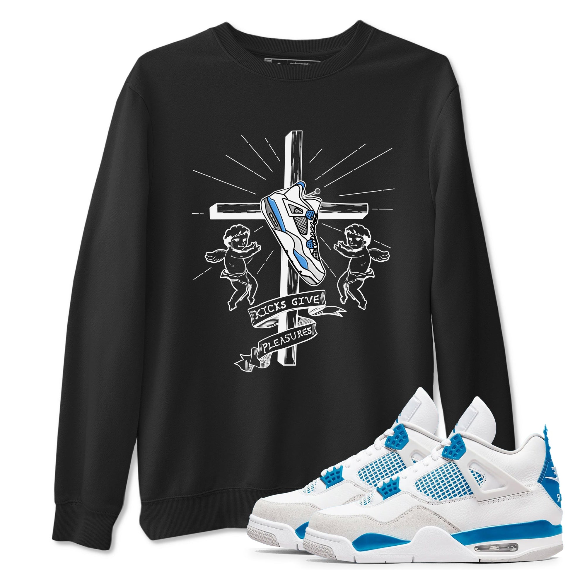 4s Military Blue shirt to match jordans Kicks Give Pleasures sneaker tees Air Jordan 4 Military Blue SNRT Sneaker Release Tees unisex cotton Black 1 crew neck shirt