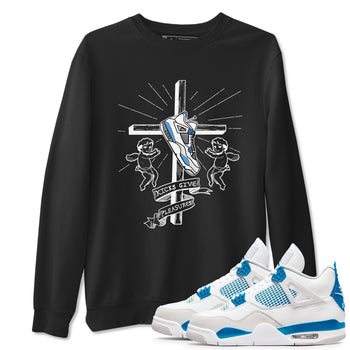 4s Military Blue shirt to match jordans Kicks Give Pleasures sneaker tees Air Jordan 4 Military Blue SNRT Sneaker Release Tees unisex cotton Black 1 crew neck shirt