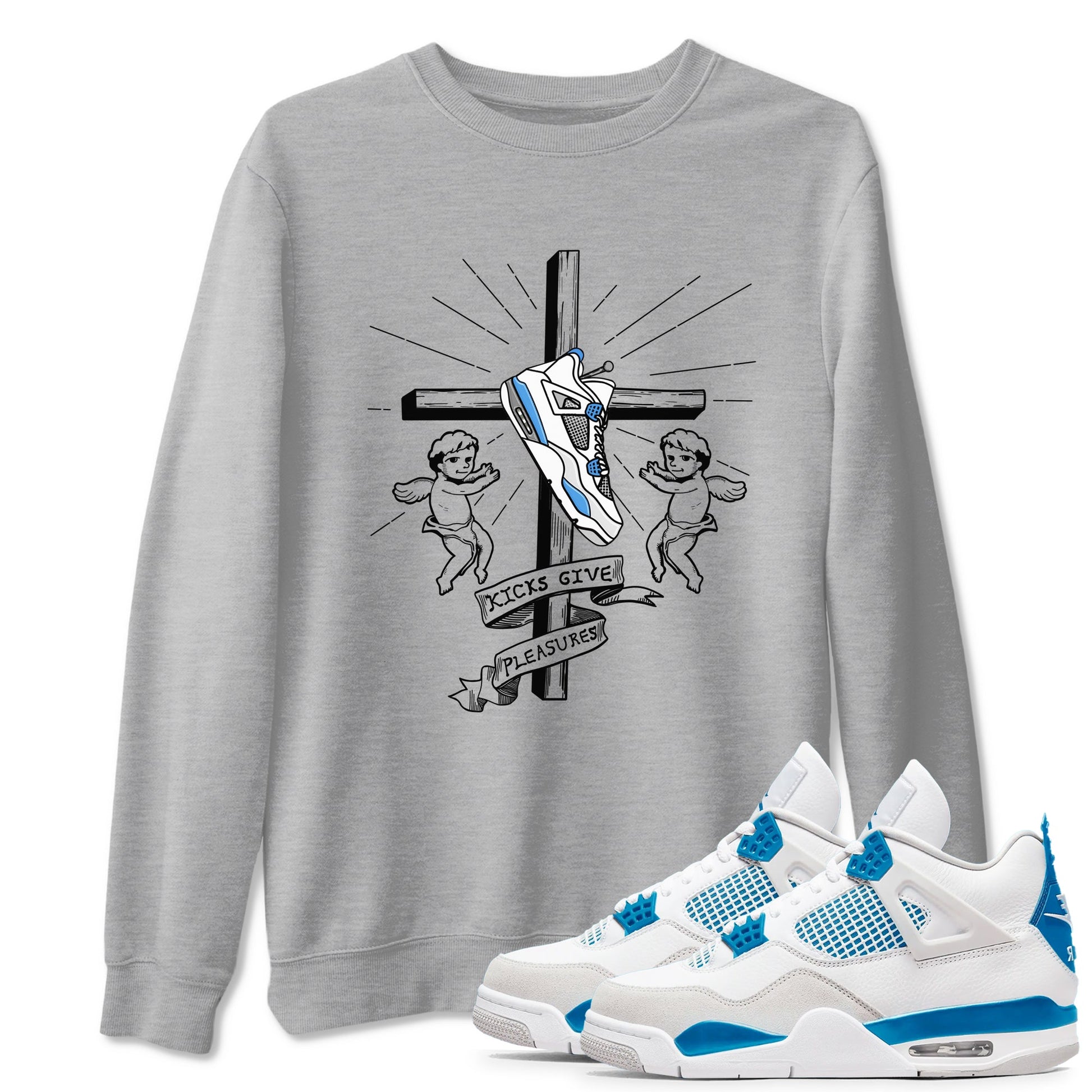 4s Military Blue shirt to match jordans Kicks Give Pleasures sneaker tees Air Jordan 4 Military Blue SNRT Sneaker Release Tees unisex cotton Heather Grey 1 crew neck shirt