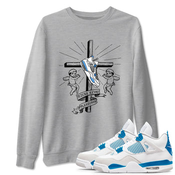 4s Military Blue shirt to match jordans Kicks Give Pleasures sneaker tees Air Jordan 4 Military Blue SNRT Sneaker Release Tees unisex cotton Heather Grey 1 crew neck shirt