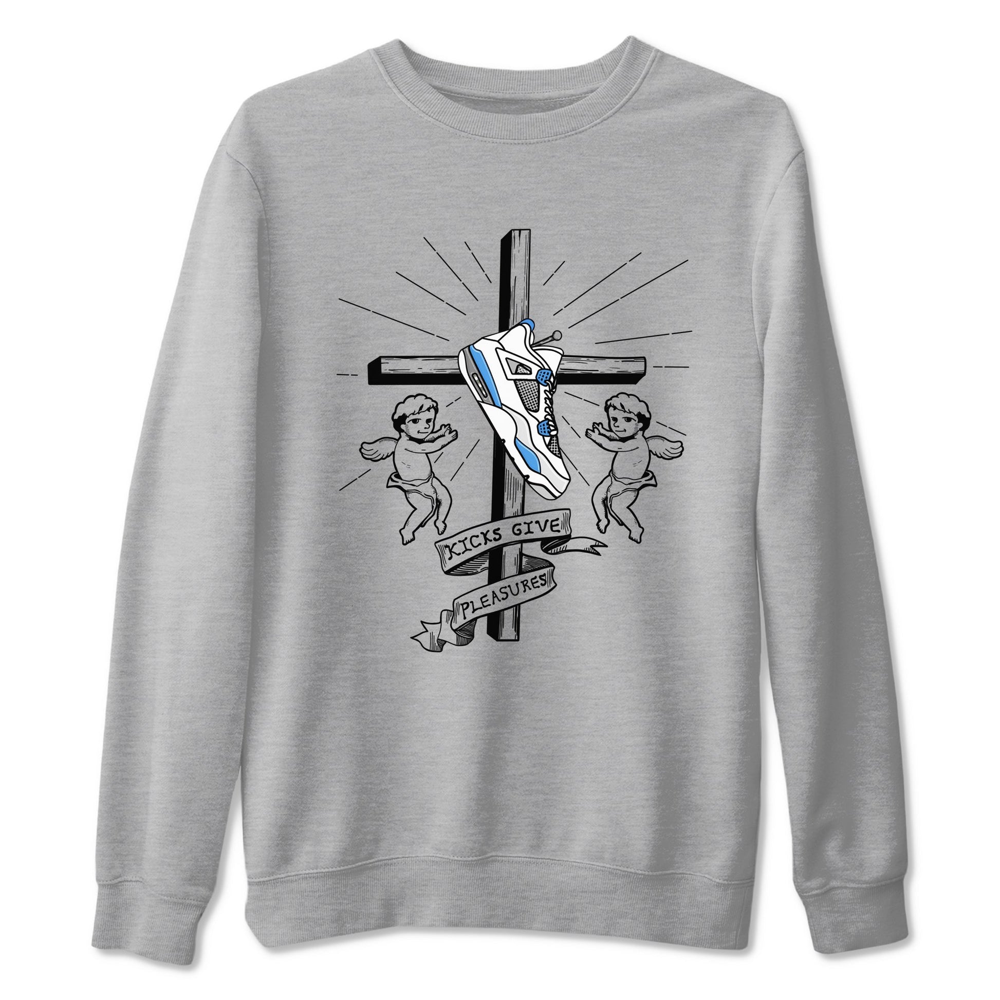 4s Military Blue shirt to match jordans Kicks Give Pleasures sneaker tees Air Jordan 4 Military Blue SNRT Sneaker Release Tees unisex cotton Heather Grey 2 crew neck shirt