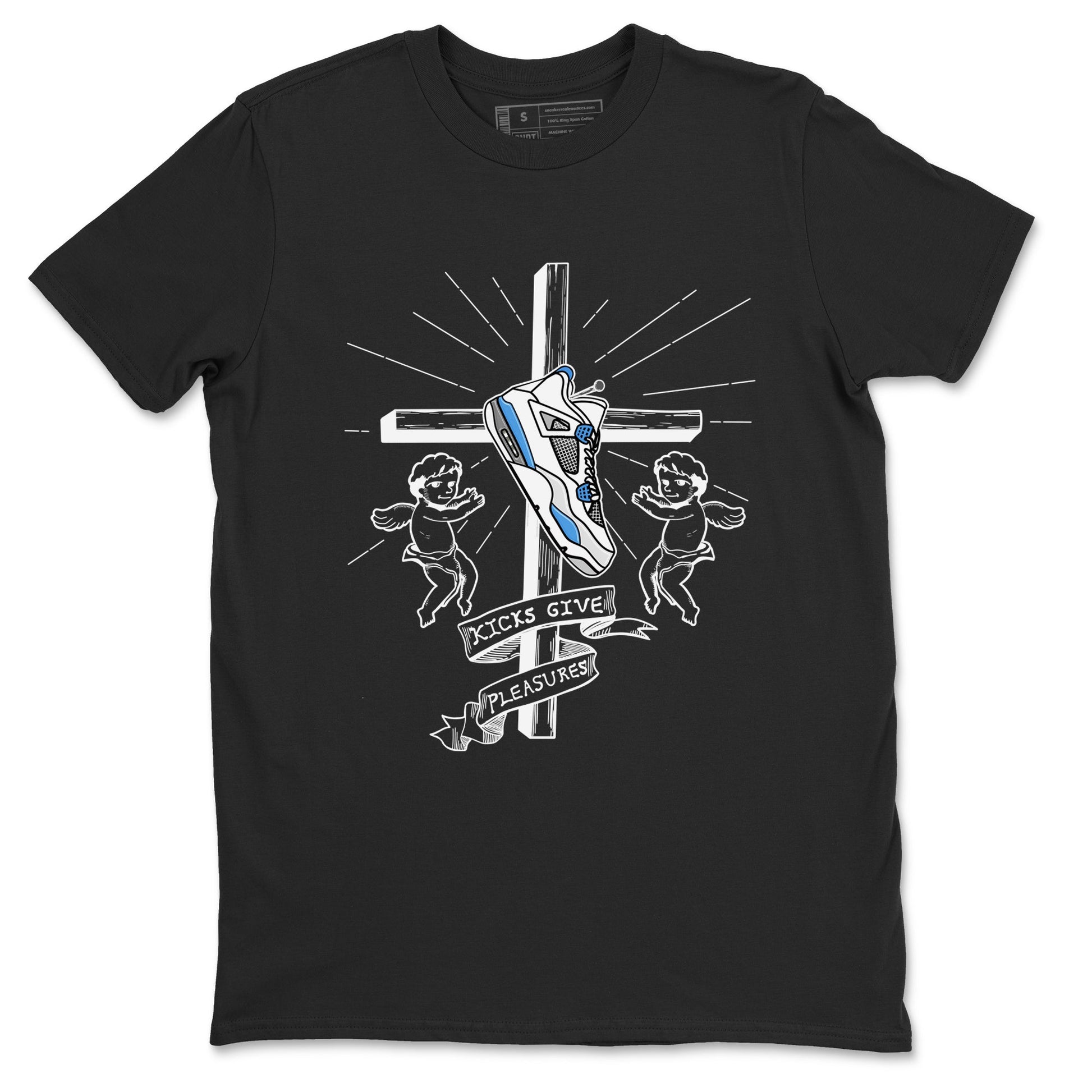 4s Military Blue shirt to match jordans Kicks Give Pleasures sneaker tees Air Jordan 4 Military Blue SNRT Sneaker Release Tees unisex cotton Black 2 crew neck shirt