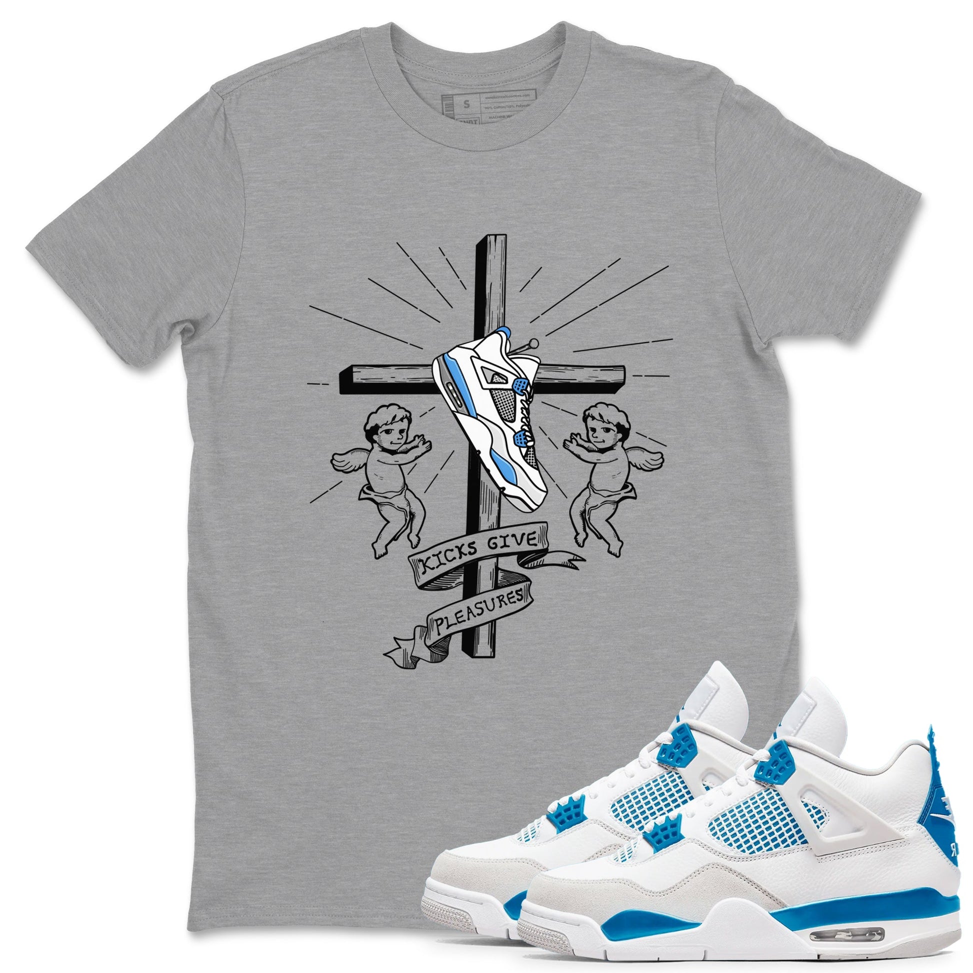 4s Military Blue shirt to match jordans Kicks Give Pleasures sneaker tees Air Jordan 4 Military Blue SNRT Sneaker Release Tees unisex cotton Heather Grey 1 crew neck shirt