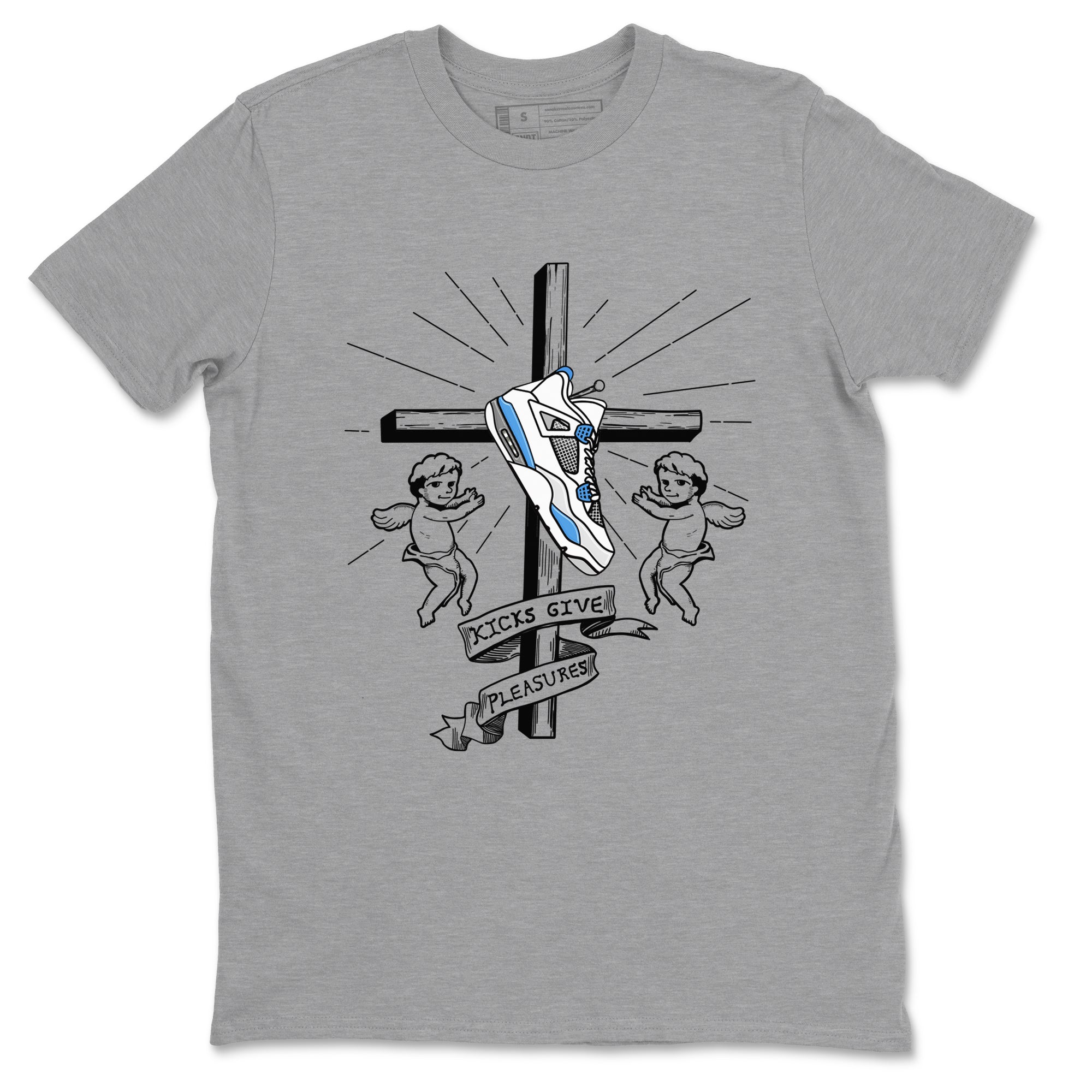 4s Military Blue shirt to match jordans Kicks Give Pleasures sneaker tees Air Jordan 4 Military Blue SNRT Sneaker Release Tees unisex cotton Heather Grey 2 crew neck shirt