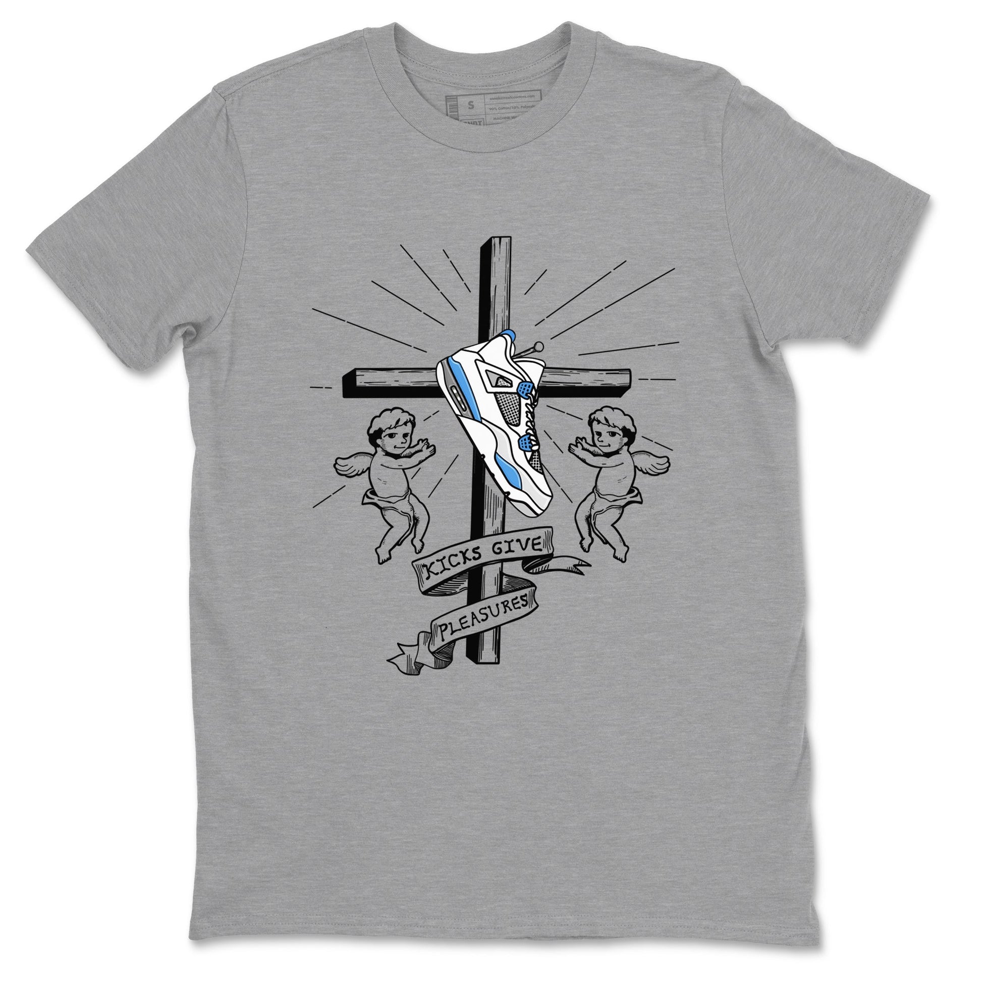 4s Military Blue shirt to match jordans Kicks Give Pleasures sneaker tees Air Jordan 4 Military Blue SNRT Sneaker Release Tees unisex cotton Heather Grey 2 crew neck shirt
