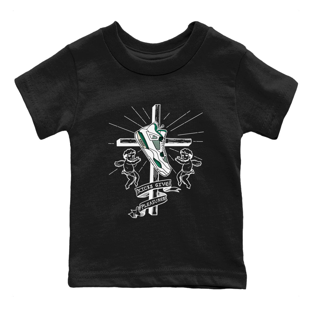 4s Oxidized Green shirts to match jordans Kicks Give Pleasures sneaker match tees Air Jordan 4 Oxidized Green SNRT Sneaker Tees streetwear brand Baby and Youth Black 2 cotton tee