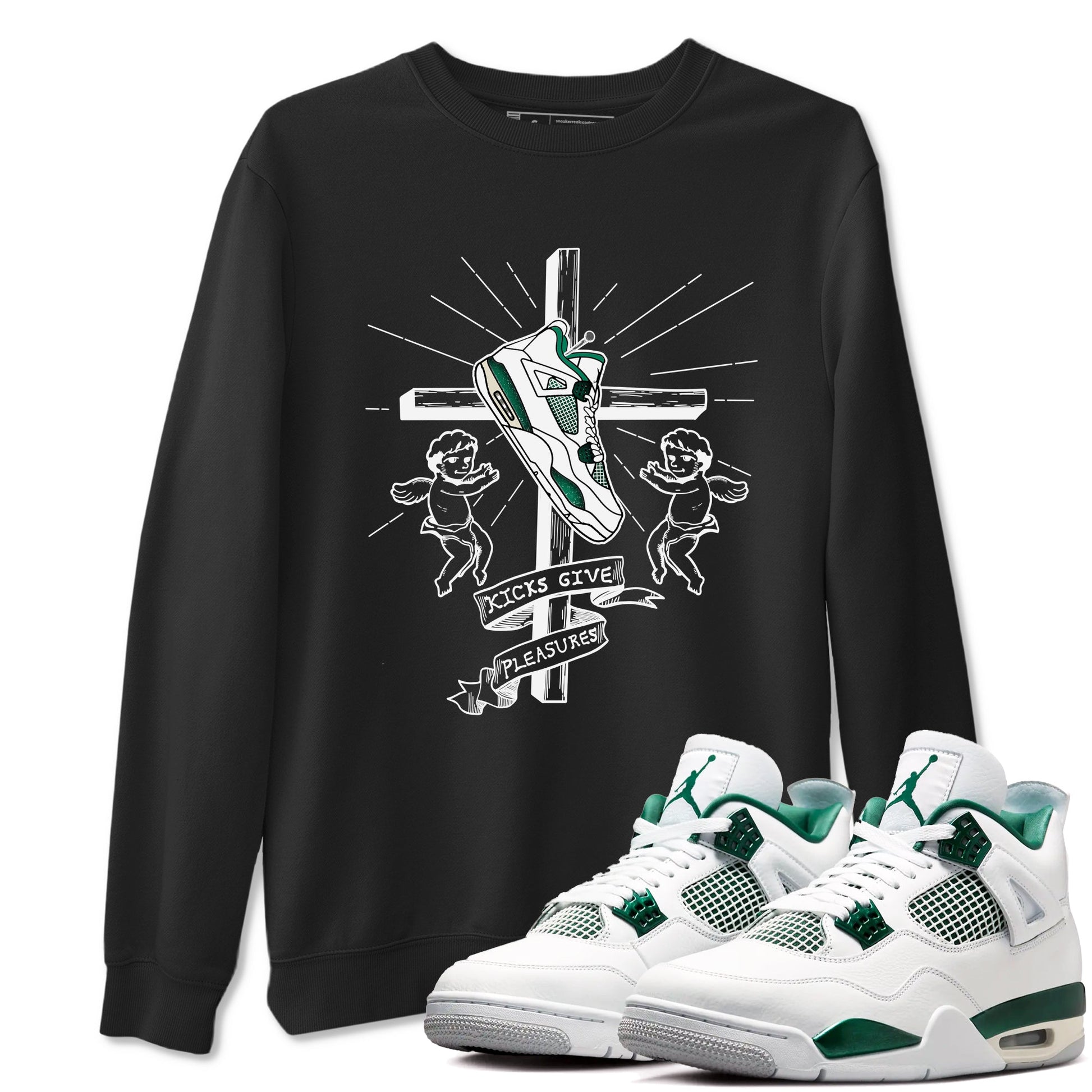 4s Oxidized Green shirts to match jordans Kicks Give Pleasures sneaker match tees Air Jordan 4 Oxidized Green SNRT Sneaker Tees streetwear brand Black 1 unisex cotton tee