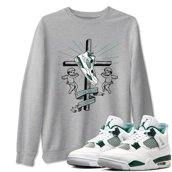 4s Oxidized Green shirts to match jordans Kicks Give Pleasures sneaker match tees Air Jordan 4 Oxidized Green SNRT Sneaker Tees streetwear brand Heather Grey 1 unisex cotton tee