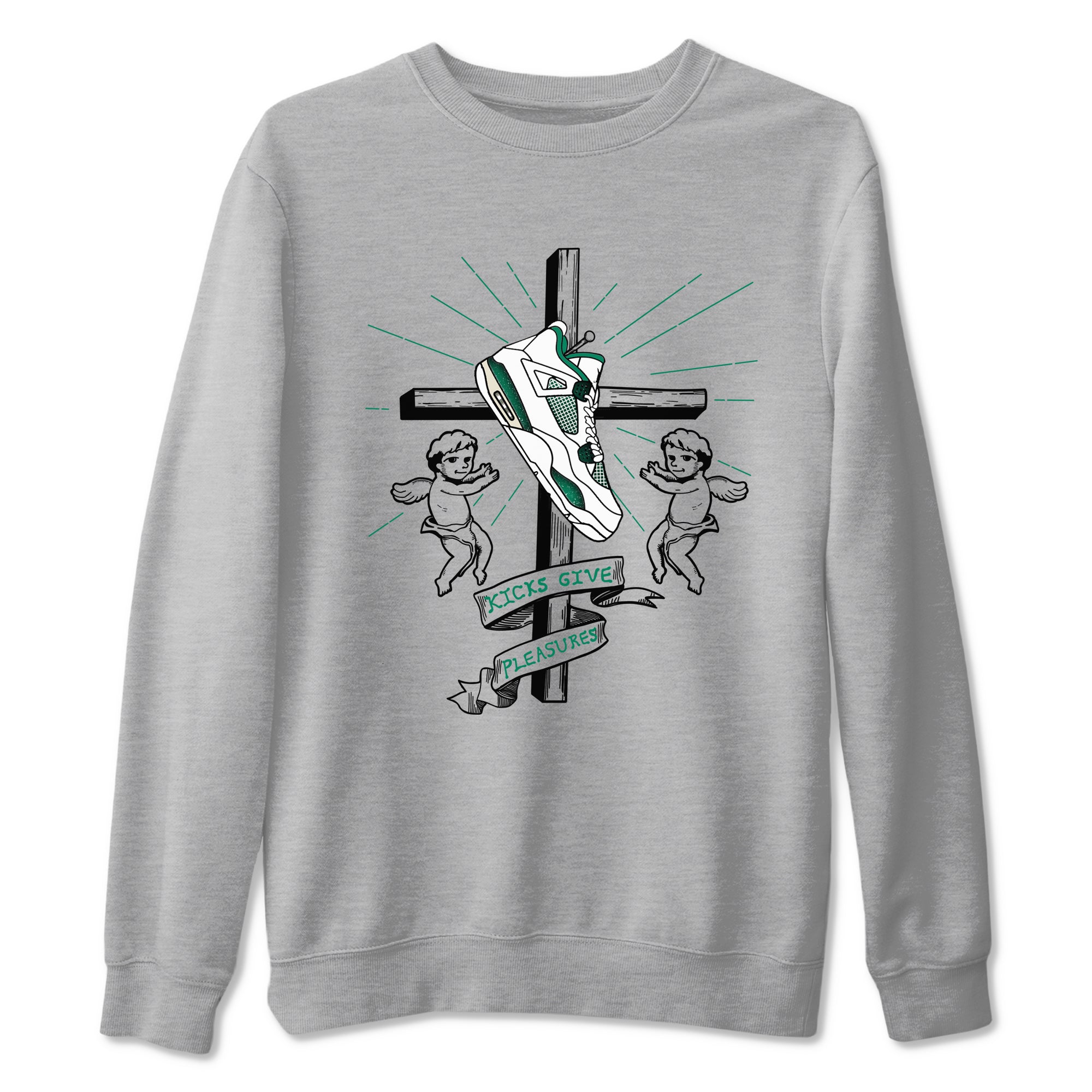 4s Oxidized Green shirts to match jordans Kicks Give Pleasures sneaker match tees Air Jordan 4 Oxidized Green SNRT Sneaker Tees streetwear brand Heather Grey 2 unisex cotton tee