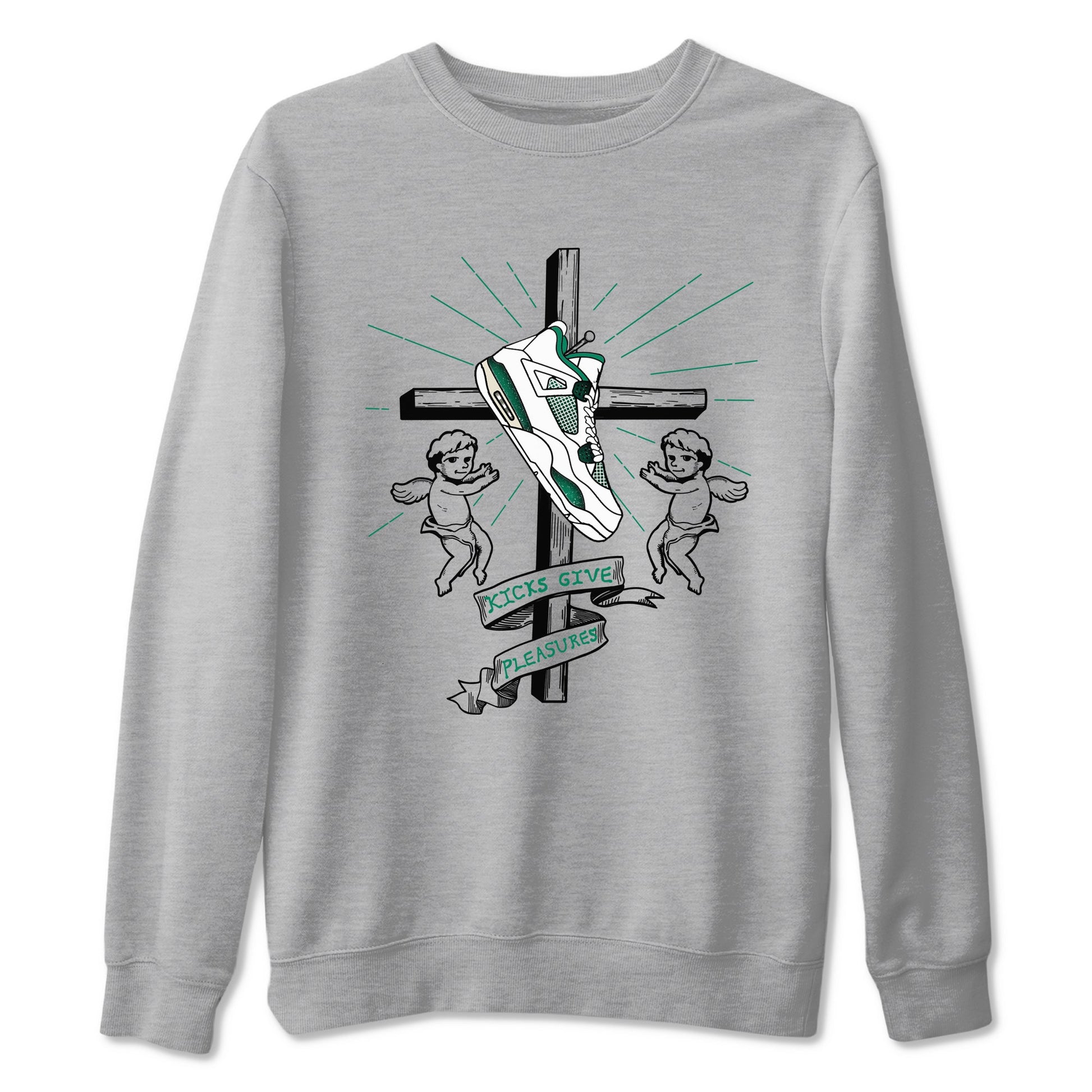 4s Oxidized Green shirts to match jordans Kicks Give Pleasures sneaker match tees Air Jordan 4 Oxidized Green SNRT Sneaker Tees streetwear brand Heather Grey 2 unisex cotton tee