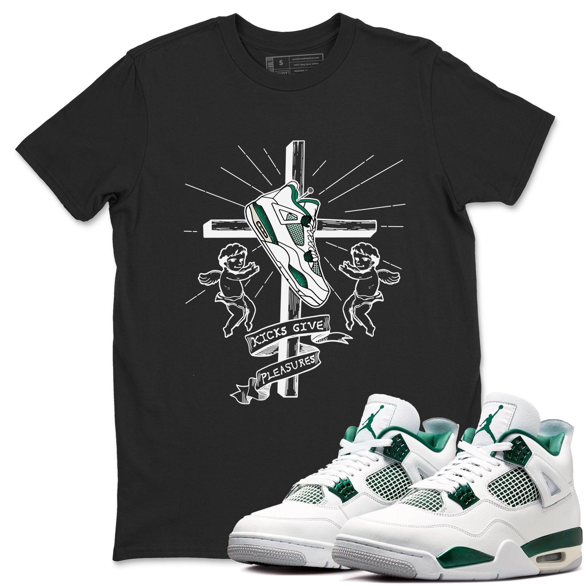 4s Oxidized Green shirts to match jordans Kicks Give Pleasures sneaker match tees Air Jordan 4 Oxidized Green SNRT Sneaker Tees streetwear brand Black 1 unisex cotton tee