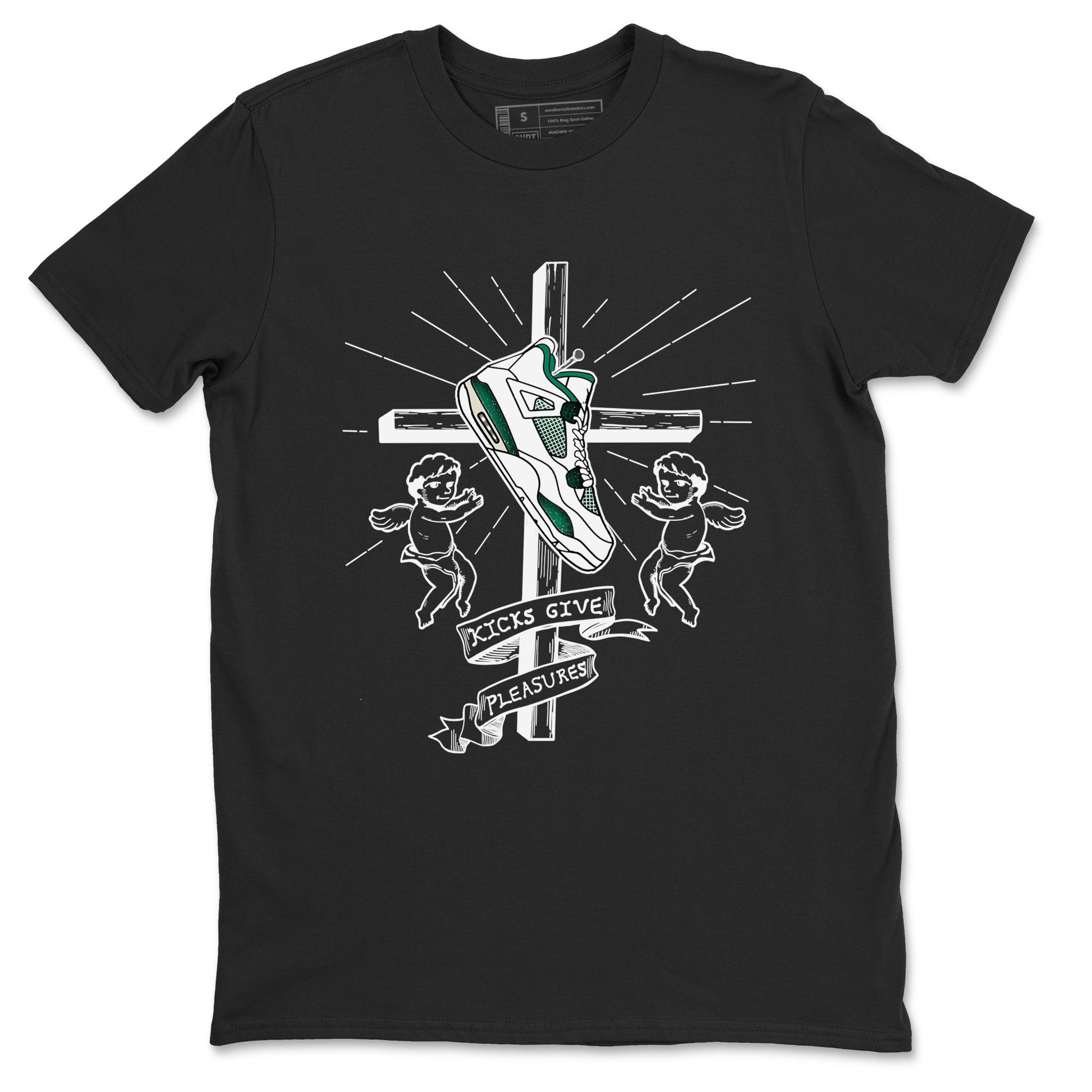 4s Oxidized Green shirts to match jordans Kicks Give Pleasures sneaker match tees Air Jordan 4 Oxidized Green SNRT Sneaker Tees streetwear brand Black 2 unisex cotton tee