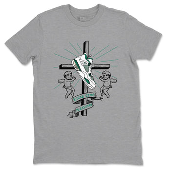 4s Oxidized Green shirts to match jordans Kicks Give Pleasures sneaker match tees Air Jordan 4 Oxidized Green SNRT Sneaker Tees streetwear brand Heather Grey 2 unisex cotton tee