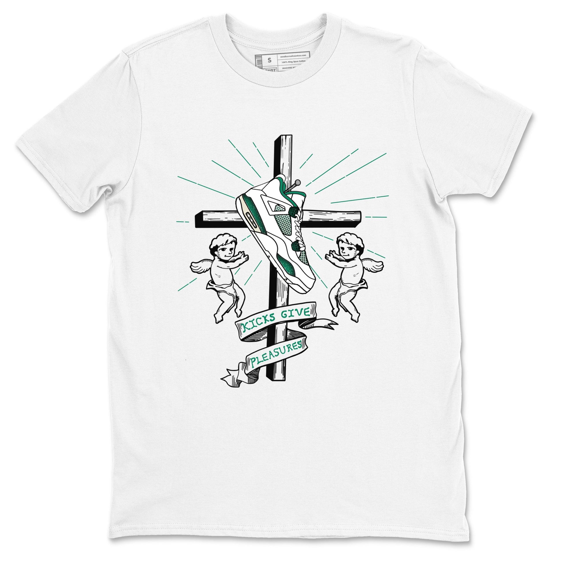 4s Oxidized Green shirts to match jordans Kicks Give Pleasures sneaker match tees Air Jordan 4 Oxidized Green SNRT Sneaker Tees streetwear brand White 2 unisex cotton tee