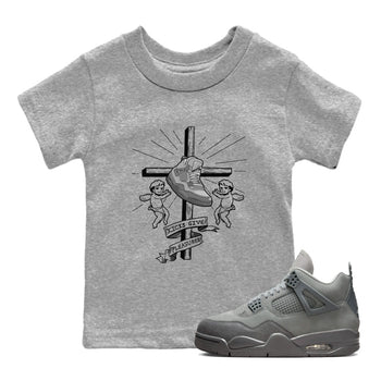 4s Wet Cement shirts to match jordans Kicks Give Pleasures sneaker match tees Air Jordan 4 SE Wet Cement SNRT Sneaker Release Tees Youth Baby Heather Grey 1 crew neck shirts
