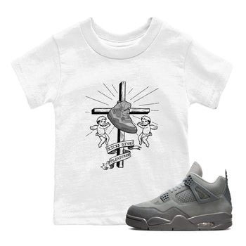 4s Wet Cement shirts to match jordans Kicks Give Pleasures sneaker match tees Air Jordan 4 SE Wet Cement SNRT Sneaker Release Tees Youth Baby White 1 crew neck shirts