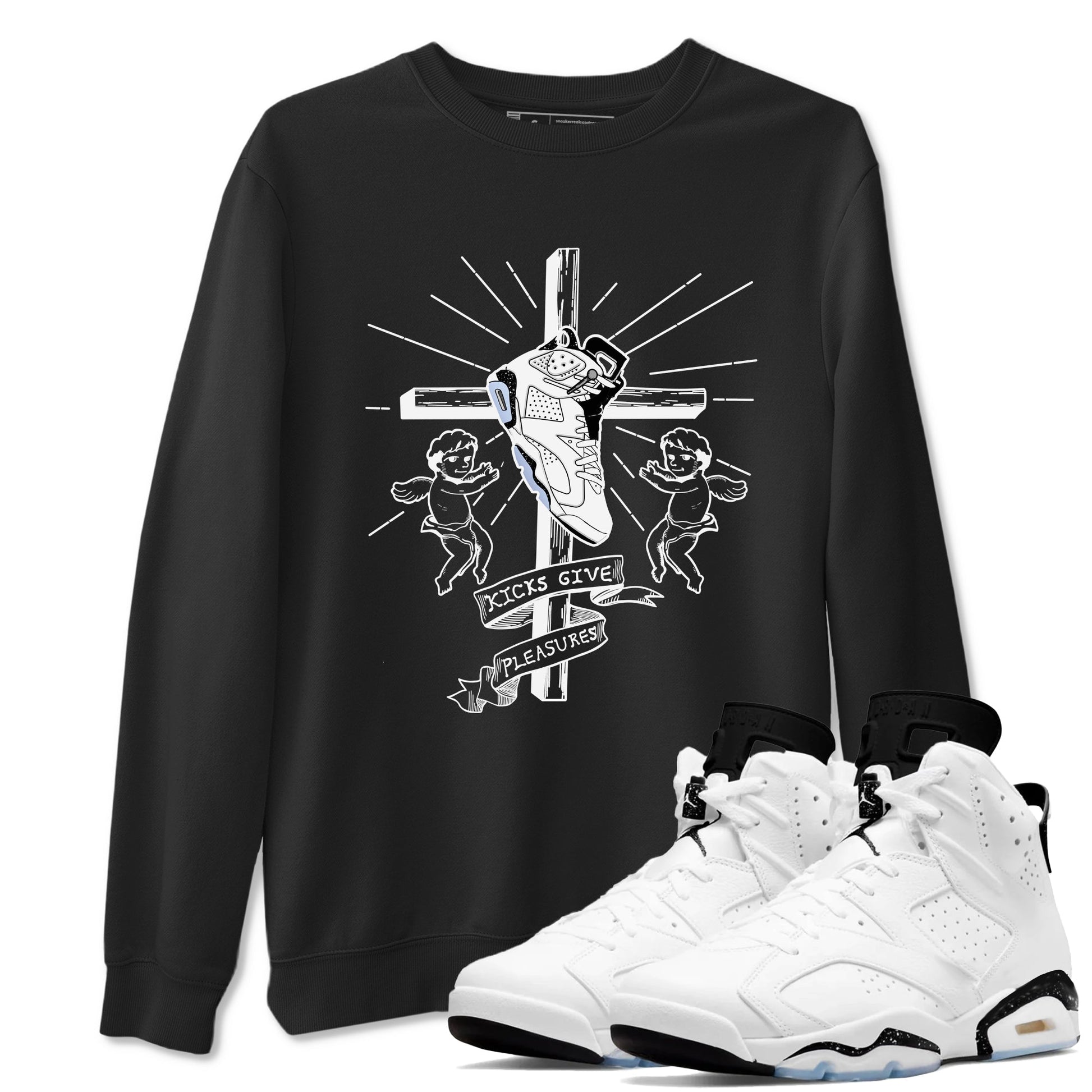 6s White Black shirt to match jordans Kicks Give Pleasures sneaker tees Air Jordan 6 White Black SNRT Sneaker Release Tees unisex cotton Black 1 crew neck shirt