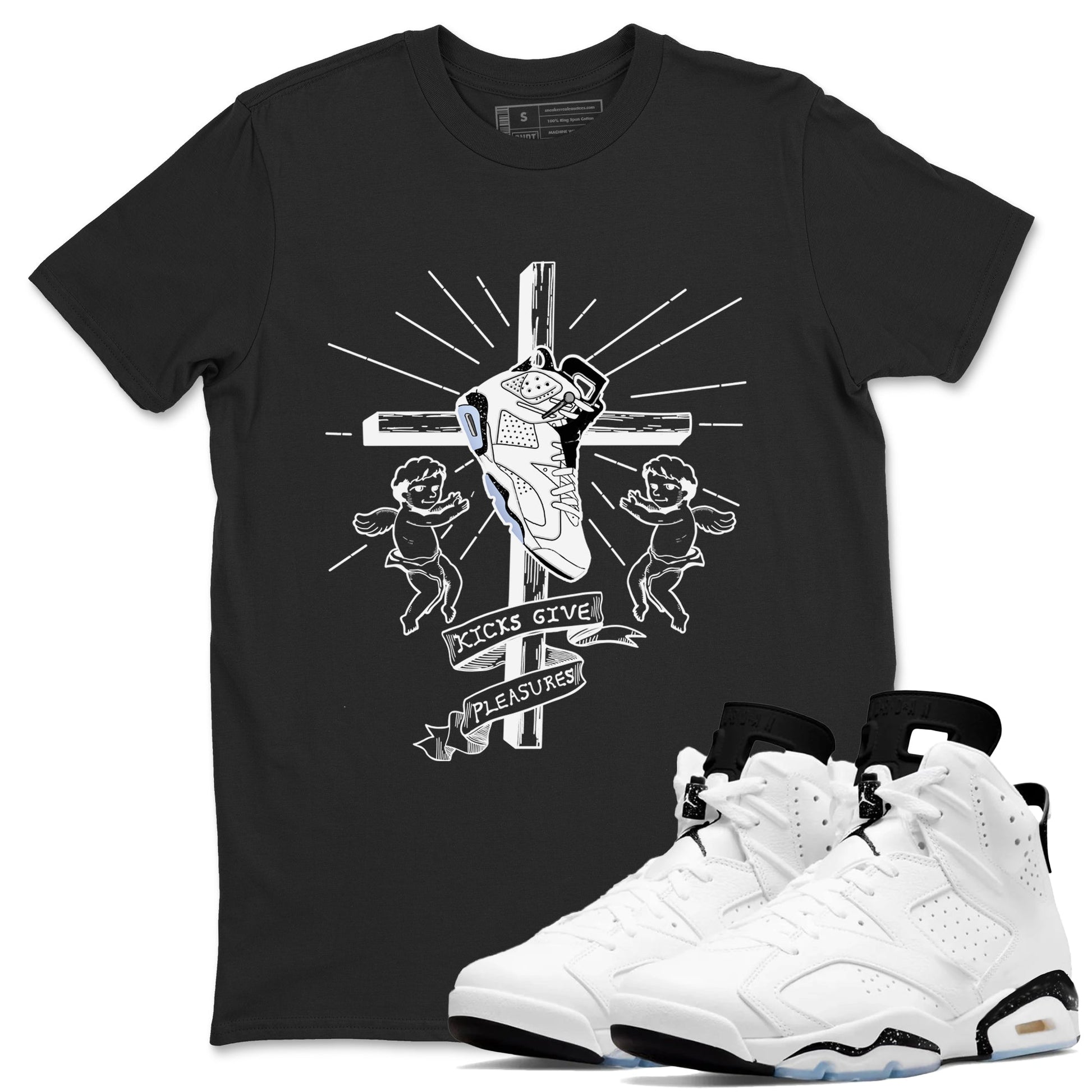 6s White Black shirt to match jordans Kicks Give Pleasures sneaker tees Air Jordan 6 White Black SNRT Sneaker Release Tees unisex cotton Black 1 crew neck shirt